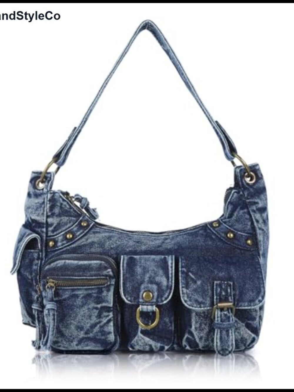 Vegan Leather Hobo Shoulder Bag Multi-Pocket Tote Crossbody Removable Strap